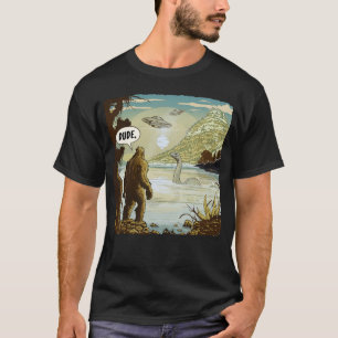 Funny UFOs Bigfoot Sasquatch Introvert Loch Ness  T-Shirt