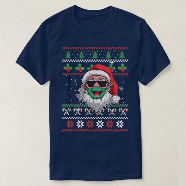 Funny Ugly Chrismas Santa with Mask  T-Shirt (Design Front)