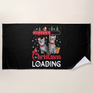 Funny Ugly Christmas Cat Beach Towel