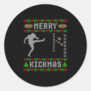 Funny Ugly Christmas Football Srt Team Kicker Classic Round Sticker