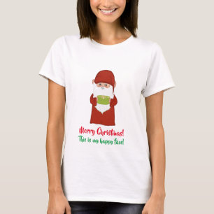 Funny Ugly Christmas Gnome Dressed in Red on White T-Shirt