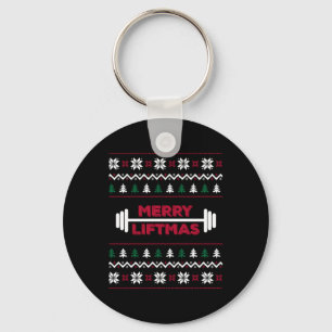 Funny Ugly christmas lifting gym graphic - Key Ring