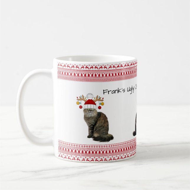 Funny Ugly Christmas Mug - Grumpy Cats (Left)
