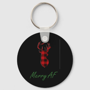 Funny Ugly Christmas Reindeer Merry Af  Key Ring