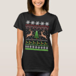 Funny Ugly Christmas Sweater<br><div class="desc">Share some laughs this holiday season with this funny "Ugly Christmas Sweater" in festive red, green, white and brown. Two reindeer jumping, between a holiday tree, horizontal rows of white snowflakes and other fancy decorative patterns. This fun cross-stitch sweater knit pattern-look is great for bringing memories of retro Christmas gifts...</div>