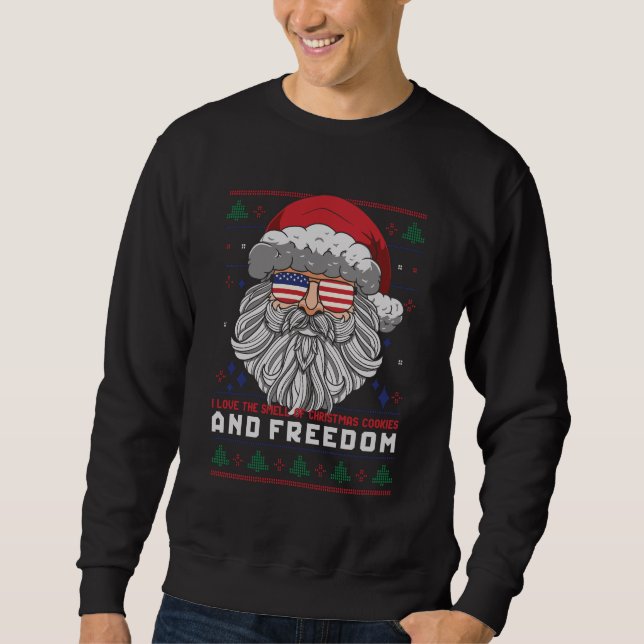 Funny Ugly Christmas Sweater American Flag Santa (Front)