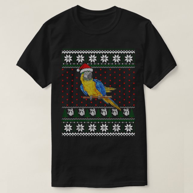 Funny Ugly Christmas Sweater Animals Santa Parrot  (Design Front)
