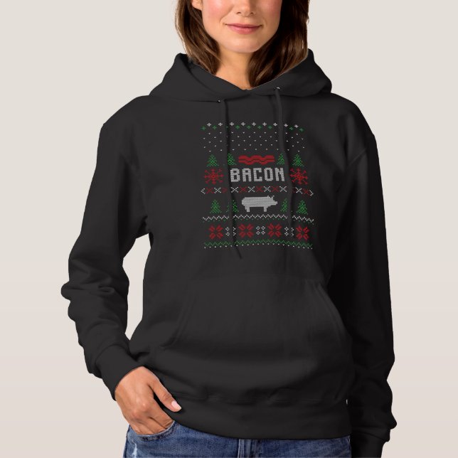 Funny Ugly Christmas Sweater Bacon and Pig (Front)