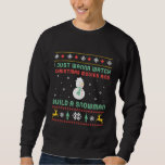 Funny Ugly Christmas Sweater Build A Snowman<br><div class="desc">I just wanna watch Christmas movies and build a snowman. Funny design for those who love outdoor activities in the winter with friends and families. Vintage and retro stitches pattern merchandise for snowman competition. Perfect for those who love humour, jokes, sarcasm and puns. Great Christmas gift and Xmas present for...</div>