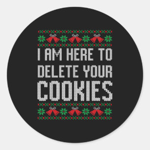 Funny Ugly Christmas Sweater Computer Geek Christm Classic Round Sticker