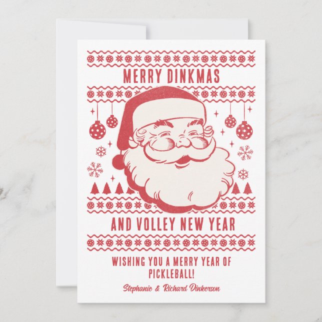 Funny Ugly Christmas Sweater Custom Pickleball Holiday Card (Front)