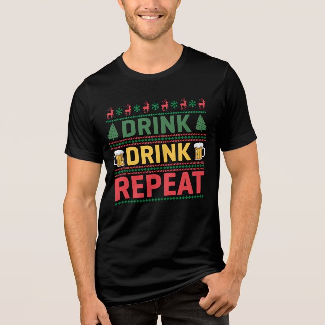 Funny Ugly Christmas Sweater Drink Beer Script (Front)