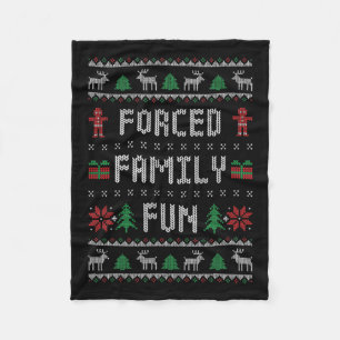 Funny Ugly Christmas Sweater Forced Family Fun Chr Fleece Blanket