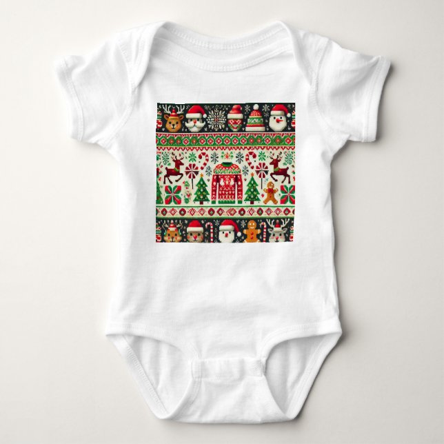 Funny Ugly Christmas Sweater Infant Bodysuit (Front)