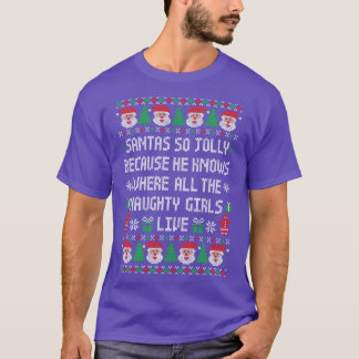 Funny Ugly Christmas Sweater Jolly Santa Naughty G
