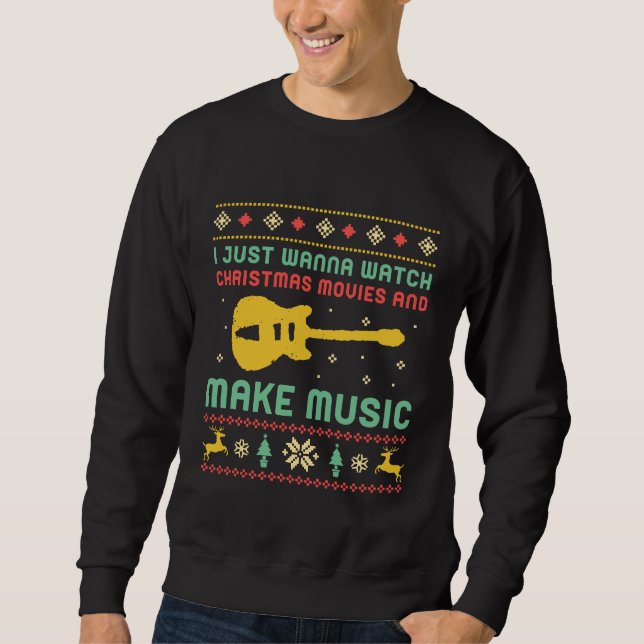Funny Ugly Christmas Sweater Make Music Musician (Front)