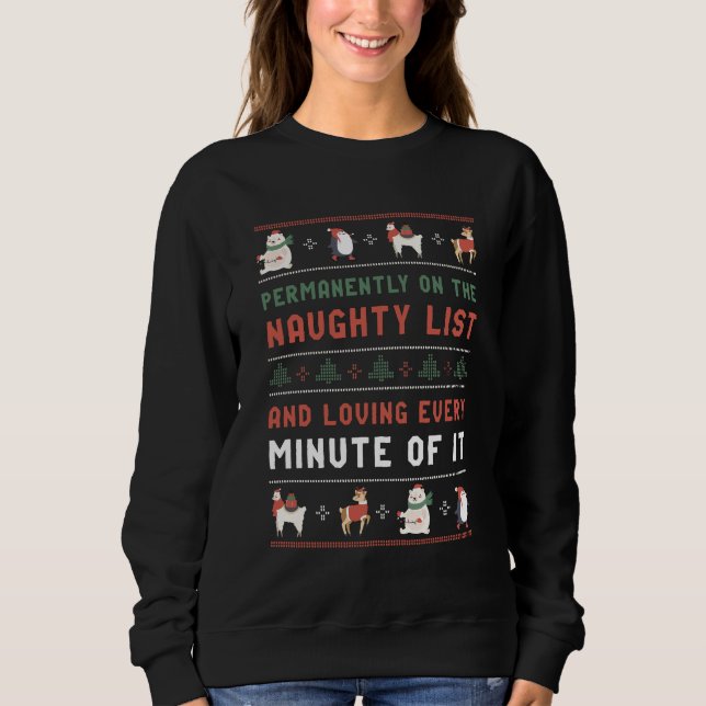 Funny Ugly Christmas Sweater On The Naughty List (Front)