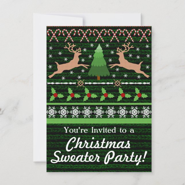 Funny Ugly Christmas Sweater Party Invitations (Front)