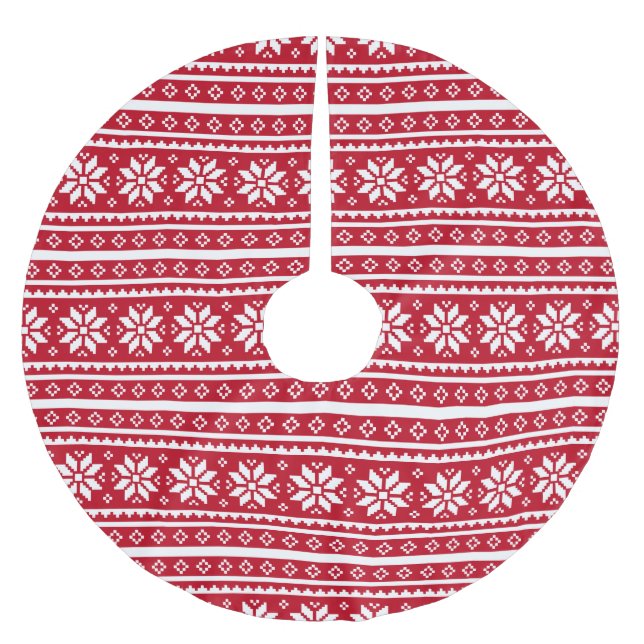 Funny ugly Christmas sweater pattern tree skirt (Front)