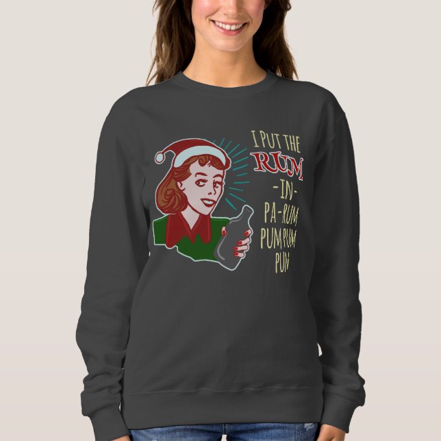 Funny Ugly Christmas Sweater Retro Rum Woman Humou (Front)
