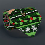 Funny Ugly Christmas Sweater Tie<br><div class="desc">Share some laughs this holiday season with this funny "Ugly Christmas Sweater" in festive red, green, white and brown. Two reindeer jumping, between a holiday tree, horizontal rows of white snowflakes and other fancy decorative patterns. This fun cross-stitch sweater knit pattern-look is great for bringing memories of retro Christmas gifts...</div>