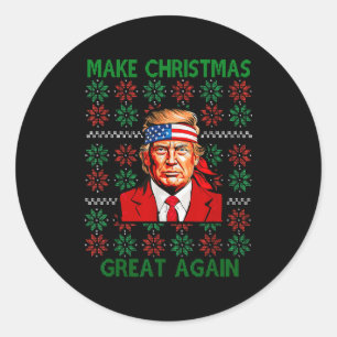 Funny Ugly Christmas Sweater Trump Make Christmas Classic Round Sticker