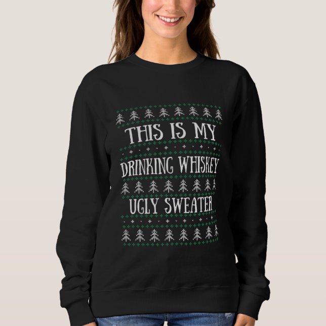 Funny ugly christmas sweater whiskey sayings (Front)
