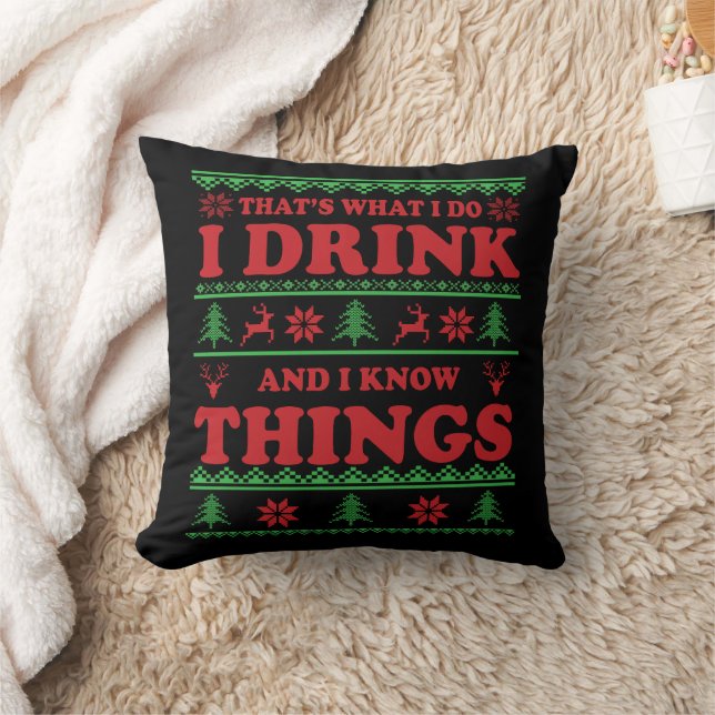 Funny ugly christmas sweater whiskey sayings cushion (Blanket)