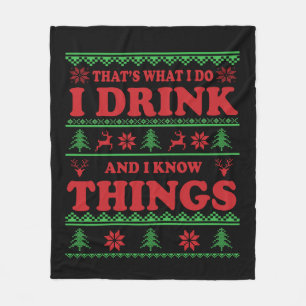 Funny ugly christmas sweater whiskey sayings fleece blanket
