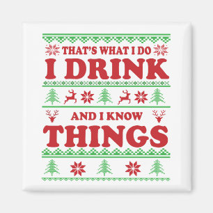 Funny ugly christmas sweater whiskey sayings magnet
