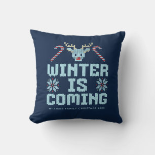 Funny Ugly Christmas Sweater Winter is Coming Cushion