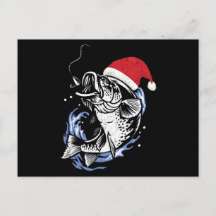 Funny ugly fishing Christmas bass fish Postcard