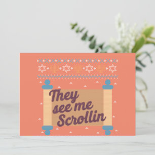 Funny Ugly Hanukkah See Me Scrollin Tee Invitation