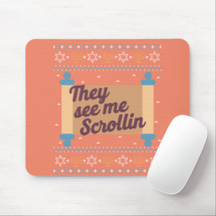 Funny Ugly Hanukkah See Me Scrollin Tee Mouse Pad
