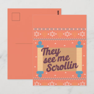 Funny Ugly Hanukkah See Me Scrollin Tee Postcard