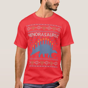 Funny Ugly Hanukkah Sweater Dinosaur Menorah Dino 