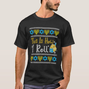 Funny Ugly Hanukkah Sweater How I Roll Dreidel  