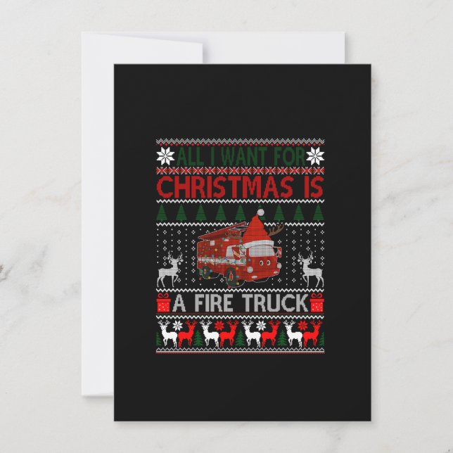 Funny Ugly I Want For Christmas Is A Fire Truck Sw Invitation (Front)