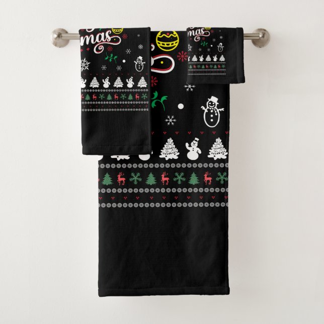 Funny Ugly  Merry Christmas Bath Towel Set (Insitu)