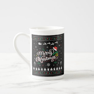Funny Ugly  Merry Christmas Bone China Mug