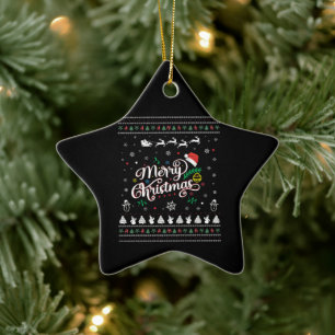 Funny Ugly Merry Christmas Ceramic Ornament