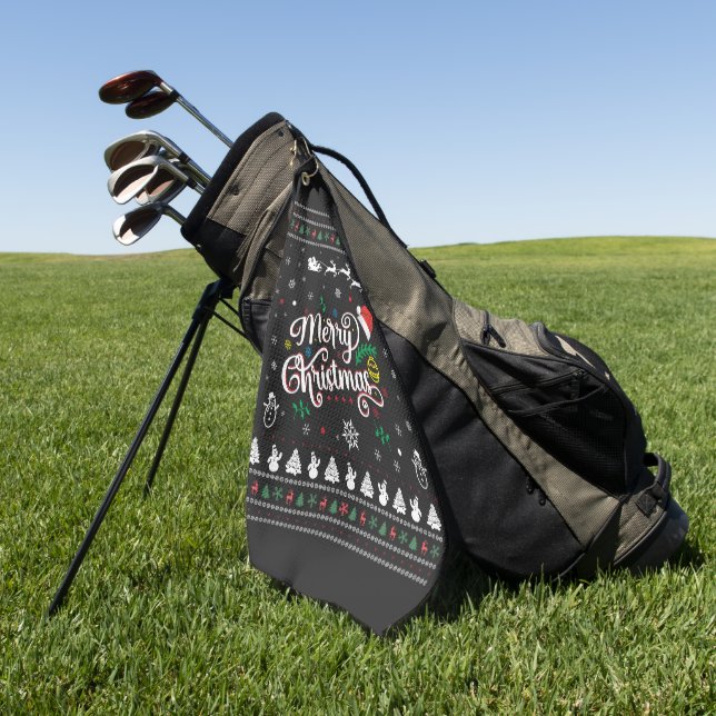 Funny Ugly  Merry Christmas Golf Towel (Green)