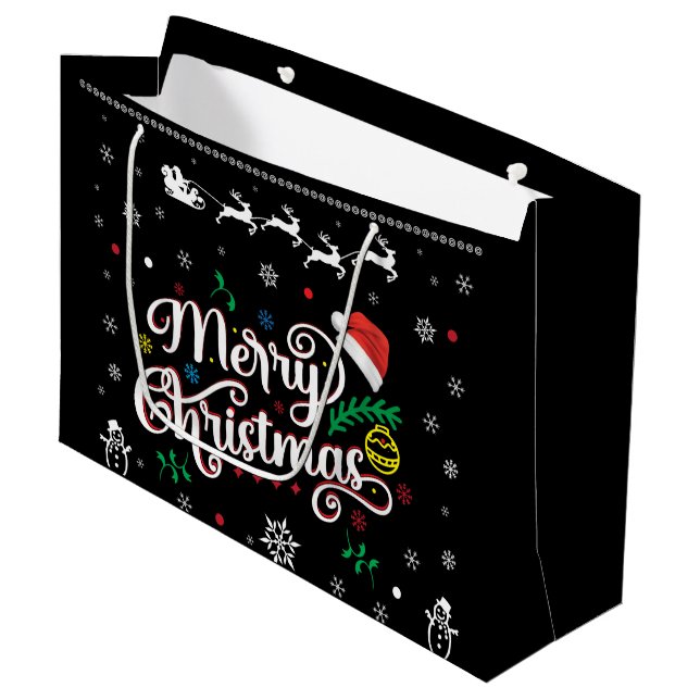 Funny Ugly  Merry Christmas Large Gift Bag (Front Angled)