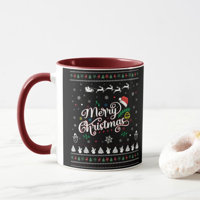 Funny Ugly  Merry Christmas Mug (With Donut)