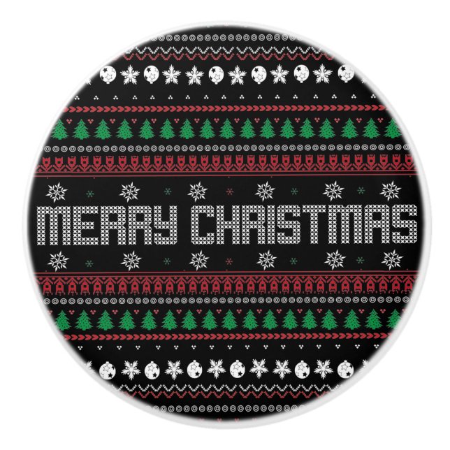 Funny Ugly  Merry Christmas pattern Ceramic Knob (Front)