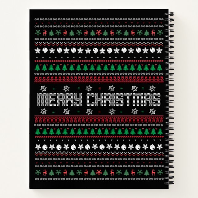 Funny Ugly  Merry Christmas pattern Notebook (Back)