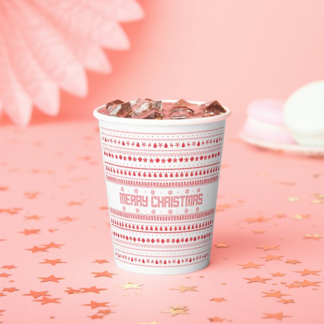 Funny Ugly Merry Christmas Pattern  Paper Cups (Insitu)