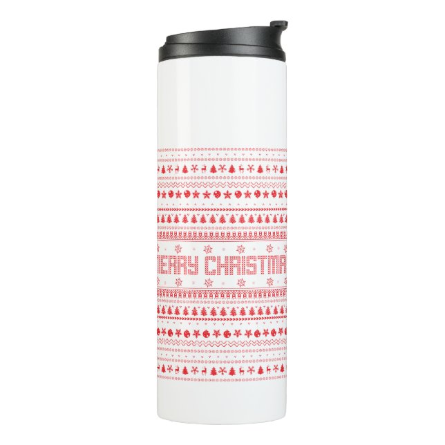 Funny Ugly  Merry Christmas pattern Thermal Tumbler (Rotated Left)