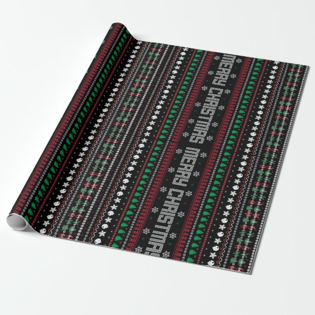 Funny Ugly  Merry Christmas pattern Wrapping Paper (Unrolled)