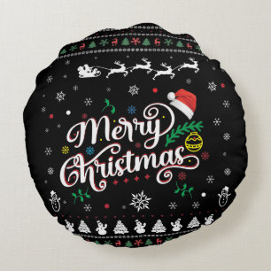 Funny Ugly  Merry Christmas Round Cushion